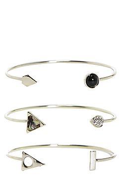 Boohoo Laura Geometric & Stone 3 Piece Bracelet Pack