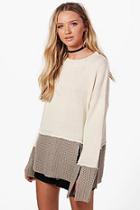 Boohoo Erin Contrast Knit Split Sleeve Jumper