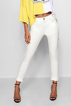 Boohoo Sofia White Mid Rose Skinny Jeans