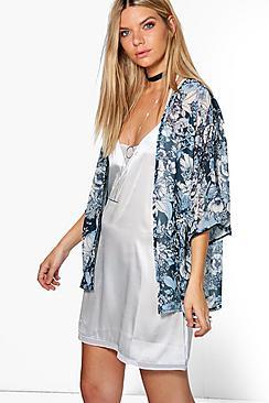 Boohoo Madison Floral Chiffon Print Kimono