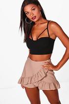 Boohoo Woven Ruffle Tailored Skort