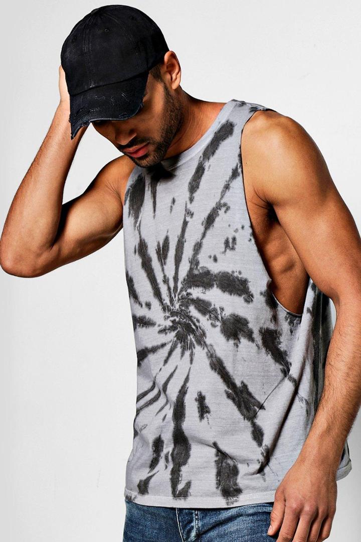 Boohoo Tie Dye Sleeveless T Shirt Black