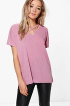 Boohoo Maddison Strap Detail Fine Knit Top Lilas