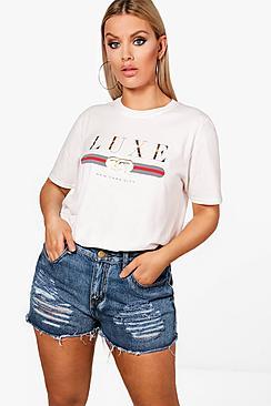 Boohoo Plus Jen All Over Sand Blast Ripped Short