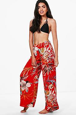 Boohoo Skye Tropical Print Beach Trouser