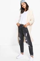 Boohoo Erin Soft Knit Maxi Cable Cardigan Cream