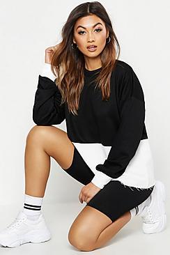 Boohoo Colour Block Oversized Sweater
