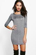 Boohoo Toril Metallic Knit Bodycon Dress