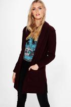 Boohoo Ava Shawl Collar Cardigan Berry