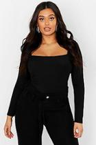 Boohoo Plus Basic Square Neck Rib Top