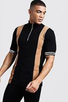 Boohoo Ribbed Knitted Polo With Zips