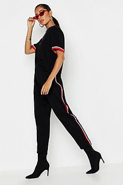 Boohoo Stripe Detail T-shirt + Jogger Co-ord