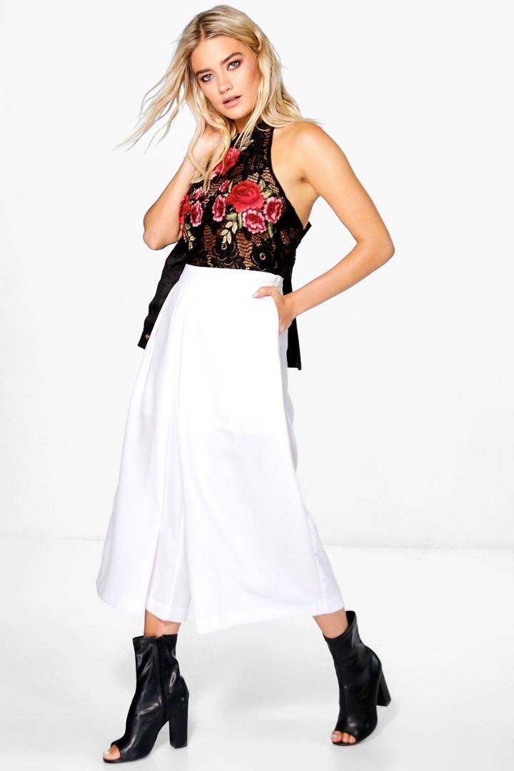 Boohoo Ria Woven Tailored Culottes White