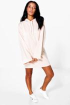 Boohoo Beth Wide Sleeve Relaxed Fit Sweat Dress Nude
