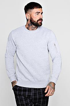 Boohoo Ma1 Pocket Detail Fleece Sweatshirt