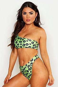 Boohoo Leopard Asymetric Bikini