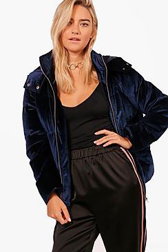 Boohoo Harriet Boutique Velvet Padded Jacket