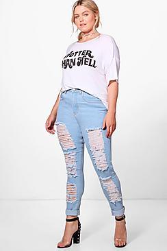 Boohoo Plus Molly Ripped Skinny Jean