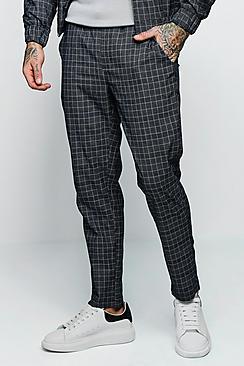 Boohoo Jaspe Check Smart Taped Cuffed Jogger Co-ord