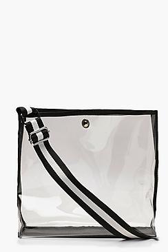 Boohoo Amy Sports Webbing Clear Beach Cross Body