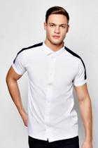 Boohoo Short Sleeve Shirt With Contrast Sleeve Stripe Navy