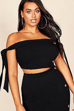 Boohoo Plus Button Detail Top