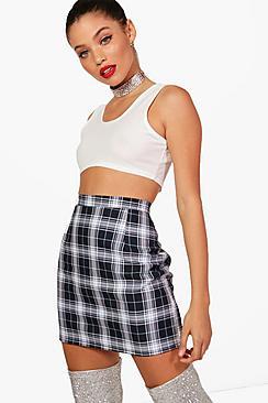 Boohoo Nadia Woven Check A Line Skirt