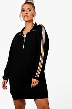 Boohoo Plus Becca Tape Trim Oversized Sweat Dress