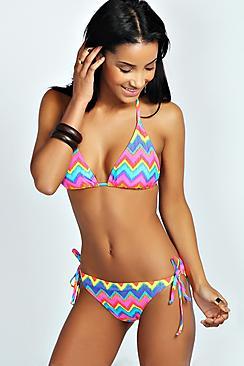Boohoo Monaco Zig Zag Triangle Bikini