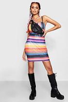 Boohoo Lea Rainbow Sequin Square Neck Mini Dress