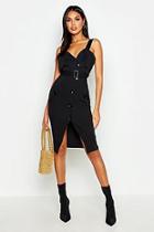 Boohoo Utility Button Belted Midi Dress
