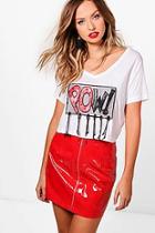 Boohoo Harley Pu Tassel Slogan Boxy Crop