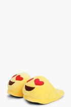 Boohoo Heart Eye Emoji Slippers Yellow