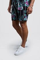 Boohoo Mid Length Floral Print Striped Jersey Shorts