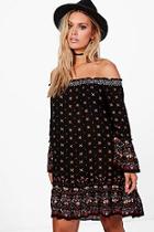 Boohoo Plus Georgina Off The Shoulder Paisley Dress