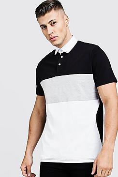 Boohoo Colour Block Short Sleeve Rugby Polo