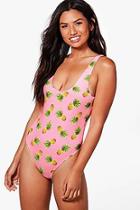 Boohoo Florence Pineapple Pop Scoop Swimsuit
