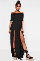 Boohoo Mia Half Sleeve Double Front Split Maxi Dress