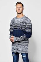 Boohoo Space Dye Stripe Jumper With Pocket