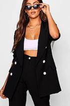 Boohoo Bea Double Breasted Blazer With Contrast Button