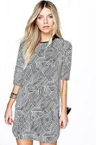 Boohoo Freya Mixed Mono Shift Dress