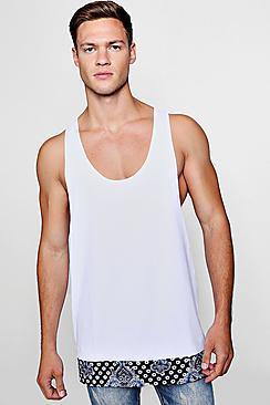 Boohoo Longline Racer Vest With Paisley Extended Hem