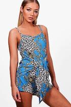 Boohoo Ivy Square Neck Wrap Over Detail Playsuit