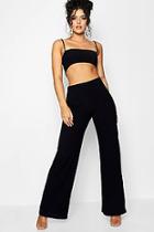 Boohoo Hana Square Neck Rib Top & Trouser Co-ord