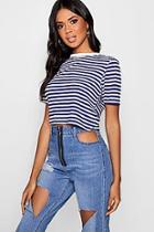 Boohoo Ava Contrast Rib Crop T-shirt