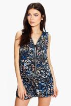 Boohoo Megan Printed V Neck Top + Short Co-ord Blue