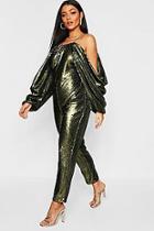 Boohoo Cold Shoulder Batwing Sequin Jumpsuit