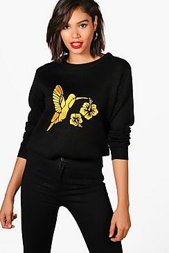 Boohoo Bird Embroidered Jumper