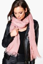 Boohoo Emily Raw Edge Lightweight Scarf Pink