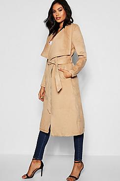 Boohoo Tall Shawl Collar Belted Wool Coat